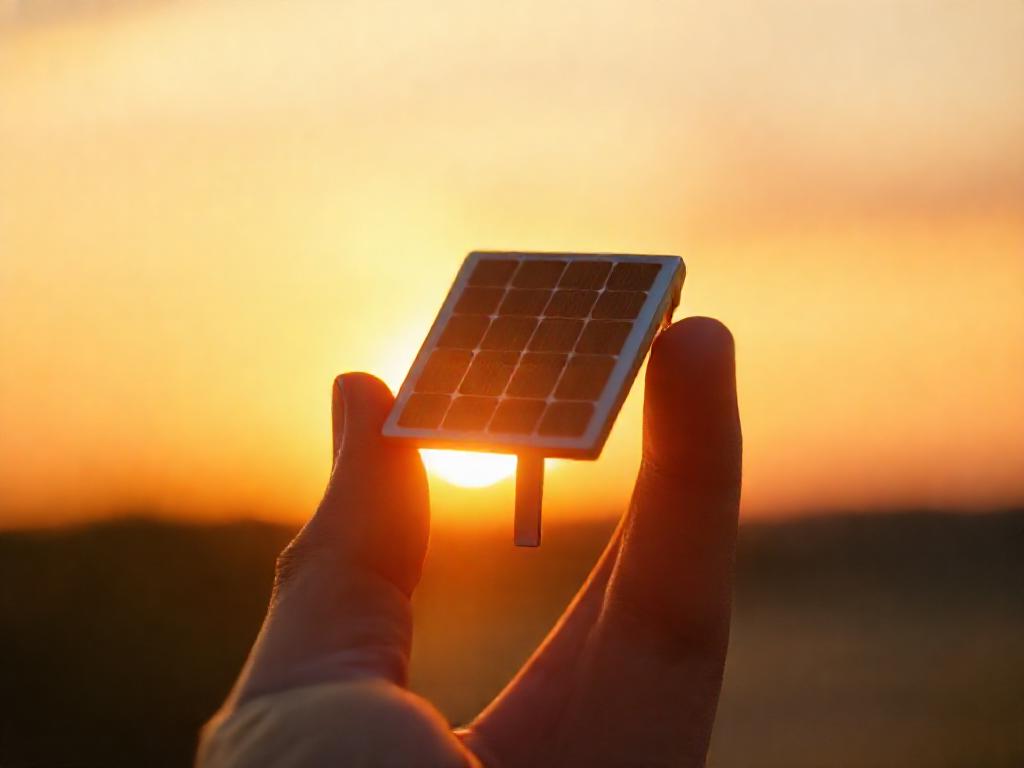 Main tenant une maquette de panneau solaire