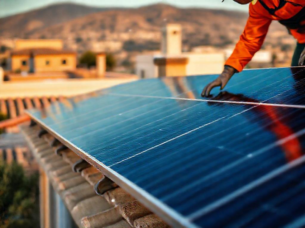 Installation de panneaux solaires sur un toit à Alger